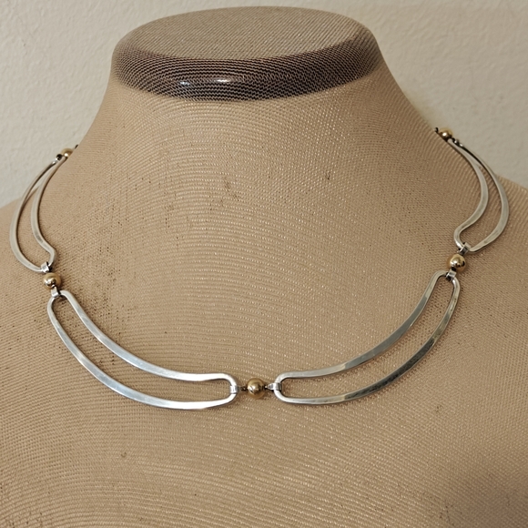 Elegant Ed Levin Silver & 14K Gold Necklace - Picture 1 of 16
